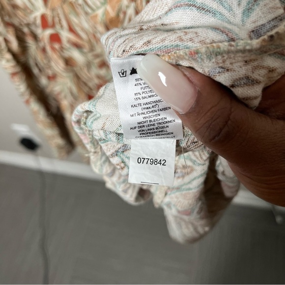 House of Harlow 1960 Women Linen Dress Small Tan Tropical Resort Midi Tiered - Picture 9 of 9